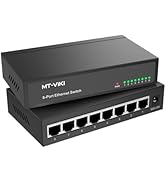 MT-VIKI 8 Port Gigabit Ethernet Switch, Unmanaged Network Switch Splitter, Desktop/Wall-Mount, Me...