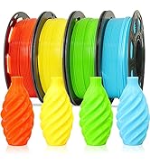 1.75mm 3D PLA Filament 4 in 1 Bundle: Yellow, Orange, Lime Green, Sky Blue, 4 Bright Colors Packe...
