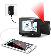SMARTRO SC31 Projection Alarm Clock Digital Clock with Indoor Thermometer Hygrometer, USB Charger...