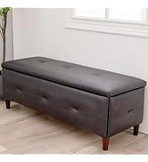 Panana Upholstered Rectangular Ottoman Polyester Storage Toy Box and Entryway Bench, Foot Stool (...