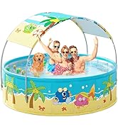 Foldable Swimming Pool with Canopy for Kids 78.7"x17.7" Hard Plastic Portable Dog Pool Anti-Slip ...