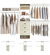 Armocity 120 Inches Closet System, 10FT Walk In Closet Organizer with 3 Shelving Towers, Heavy Du...