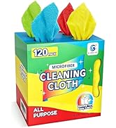 GLIMGLINT Microfiber Cleaning Cloth 120 Pack, Reusable Paper Towels with Dispenser Box - Multi-Co...