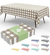 misaya 4 Packs Buffalo Disposable Table Cloth, 54 x 108 Inch Waterproof Plastic Tablecloth, Recta...