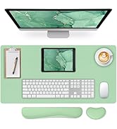 Desk Pad Mat Set, 3-in-1Large Mouse Pads with Wrist Rest and Keyboard Pad, Desk Mats for Keyboard...