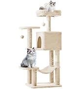 KMFurnila 44 Inch Cat Tree Tower, Multi-Level Trees with Scratching Posts, Pet House with Round P...