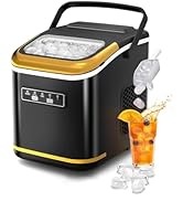 Antarctic Star Countertop Ice Maker Machine with Handle, 26lbs/24Hrs, 2 Size Ice Cube, 9 Cubes Re...