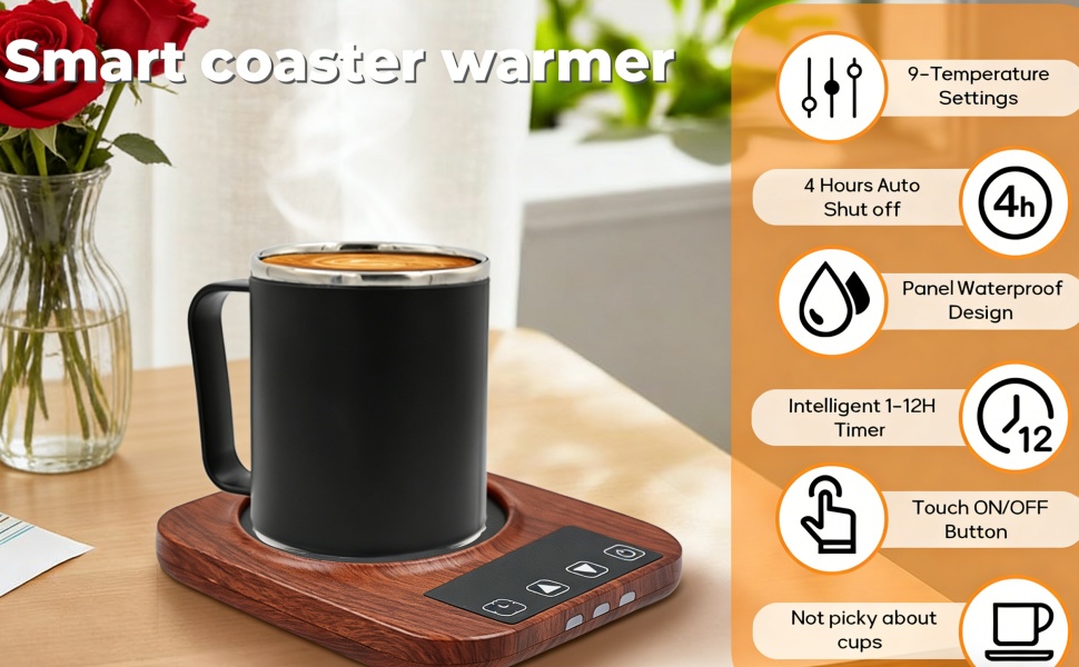 Coffee Mug Warmer, Cup Warmer for Desk with Auto Shut Off, 3 Temp Settings, Mug Warmer for Coffee