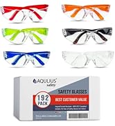 Aqulius 24 Bulk Safety Glasses for Men &amp; Women ANSI Z78.1 Certified - Scratch Resistant Crystal C...
