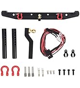 RC Car Reat Bumper, Metal Rear Bumper with LED Light/Trailer Hitch for SCX10 90046/Traxxas TRX-4,...