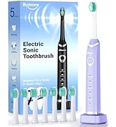 Bymore Electric Toothbrush for Adults,Travel Sonic Toothbrush with 8 Replacement Heads, Ultra Cle...