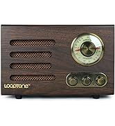 LOOPTONE Retro Wooden Bluetooth FM/AM Radio with Rotary Dial (Coffee)