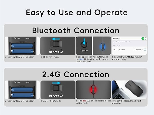 Bluetooth Arc Travel Mouse BT &amp; USB Wireless Dual Mode Silent Computer Mice