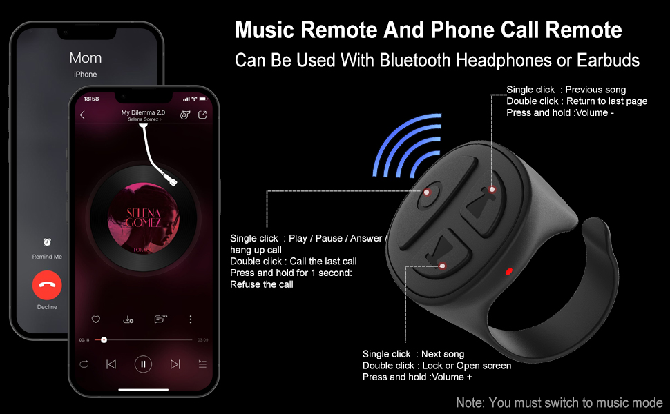music apps and phone call remote