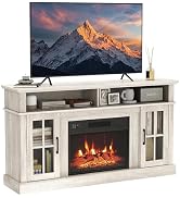 ARLIME 60 Inch Electric Fireplace TV Stand, 23 Inch Fireplace Heater with Mantel, Media Console w...