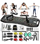 LALAHIGH Portable Home Gym System: Large Compact Push Up Board, Pilates Bar &amp; 20 Fitness Accessor...
