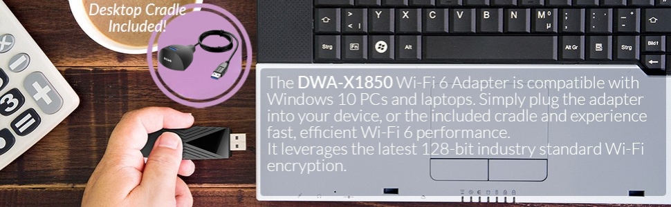 Desktop Cradle USB WiFi 6 AX Wireless Adapter Windows 10 11 Compatible