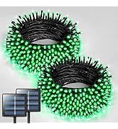 JMEXSUSS 2 Pack Green Solar Halloween Lights, Total 400 LED 151FT Green Solar Lights Outdoor Wate...