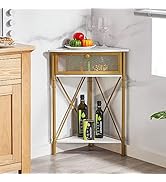 VECELO Cabinet/Table, 3-Tier Display Shelves with Protection Door, Metal Frame Storage Shelf Orga...