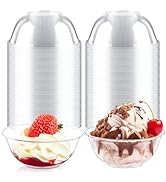 Qeirudu 6 oz Hard Plastic Bowls, 80 Pack Disposable Clear Plastic Dessert Bowls Party Serving Bow...