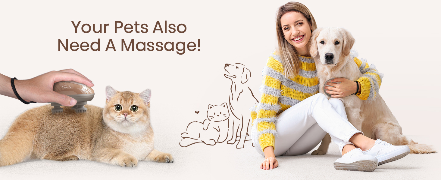 cotsoco Electric Pet Massager for Cats and Dogs Care, Handheld Head Scalp Massager Gifts for Pets