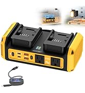 Azocek 350W Power Inverter Pure Sine Wave Compatible with Dewalt 20V Battery (No Battery), 7A Fas...