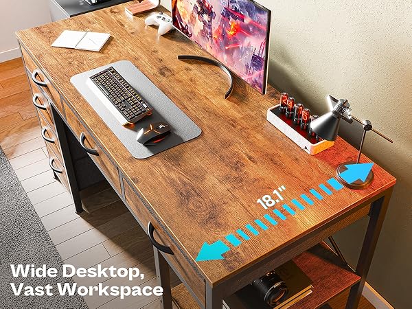 Computer Desk with 6 Drawers