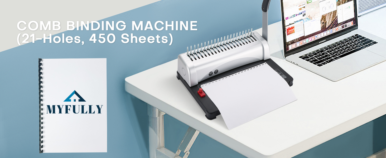 MYFULLY Comb Binding Machine, 21-Holes, 450 Sheets