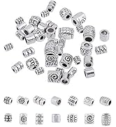 PH PandaHall 260pcs 7 Style Tibetan Spacer Beads Antique Silver Column Alloy Tube Metal Spacers E...