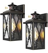 Motion Sensor Porch Lights Outdoor 2-Pack, Dusk to Dawn Waterproof Wall Lanterns, Black Exterior ...