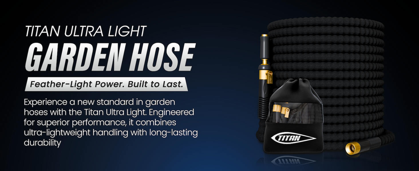 lightweight garden water hose coiled with brass connectors and nozzle for outdoor heavy duty use
