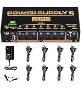 JOYO Guitar Pedal Power Supply Rechargeable with 8 Isolated Outputs DC 9V 12V 18V (100mA, 500mA) ...