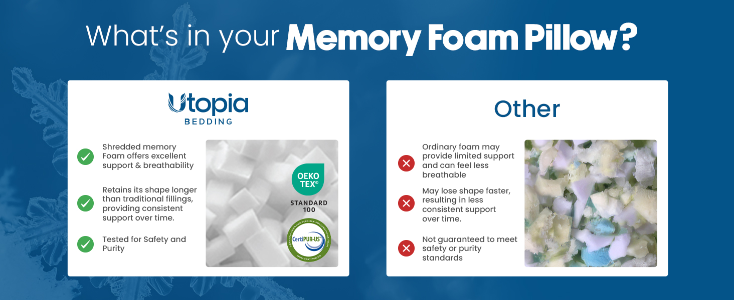 cooling pillow, shredded memory foam pillows, queen pillows, king size, hotel quality bed pillows