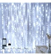 HEYFUNi 304 LED Curtain Lights Outdoor, 9.8Ft*9.8Ft Hanging String Lights Plug in with 8 Modes, C...