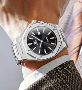 OLEVS Mens Watches Octagonal Luxury Stainless Steel Dress Watches for Men Quartz Analog Large Fac...