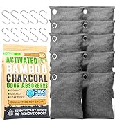 Activated Charcoal Odor Absorber 10x3.5oz w Hooks. Nature Fresh Bamboo Charcoal Air Purifying Bag...