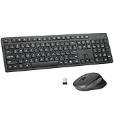 Wireless Keyboard and Mouse Combo, Quiet and Soft 2.4G Full Size Computer Keyboard and Ergonomic ...