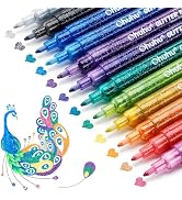 Ohuhu Glitter Markers Pen: 12 Glitter Colors Metallic Shimmer Marker Fine Tip Water-based Ink for...