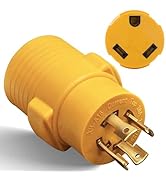 MECMO NEMA L14-30P to TT-30R 30 Amp RV Generator Adapter, 4 Prong Locking 120/240V L14-30P Genera...