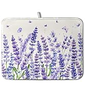 Purple Lavender Dish Drying Mat for Kitchen Counter Spring Summer Flower Floral Dishes Drainer Ma...