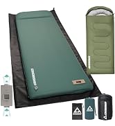 CROSSHIP 3-Piece Camping Sleep System with Self Inflating Sleeping Pad, Waterproof Tarp &amp; Sleepin...
