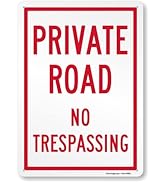 SmartSign "Private Road No Trespassing" Metal Sign, 14 x 10 inch, Private Drive Sign, 40 mil Lami...
