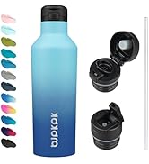 BJPKPK Insulated Water Bottle With Straw 25oz Stainless Steel Water Bottles With 2 Lids And Carry...
