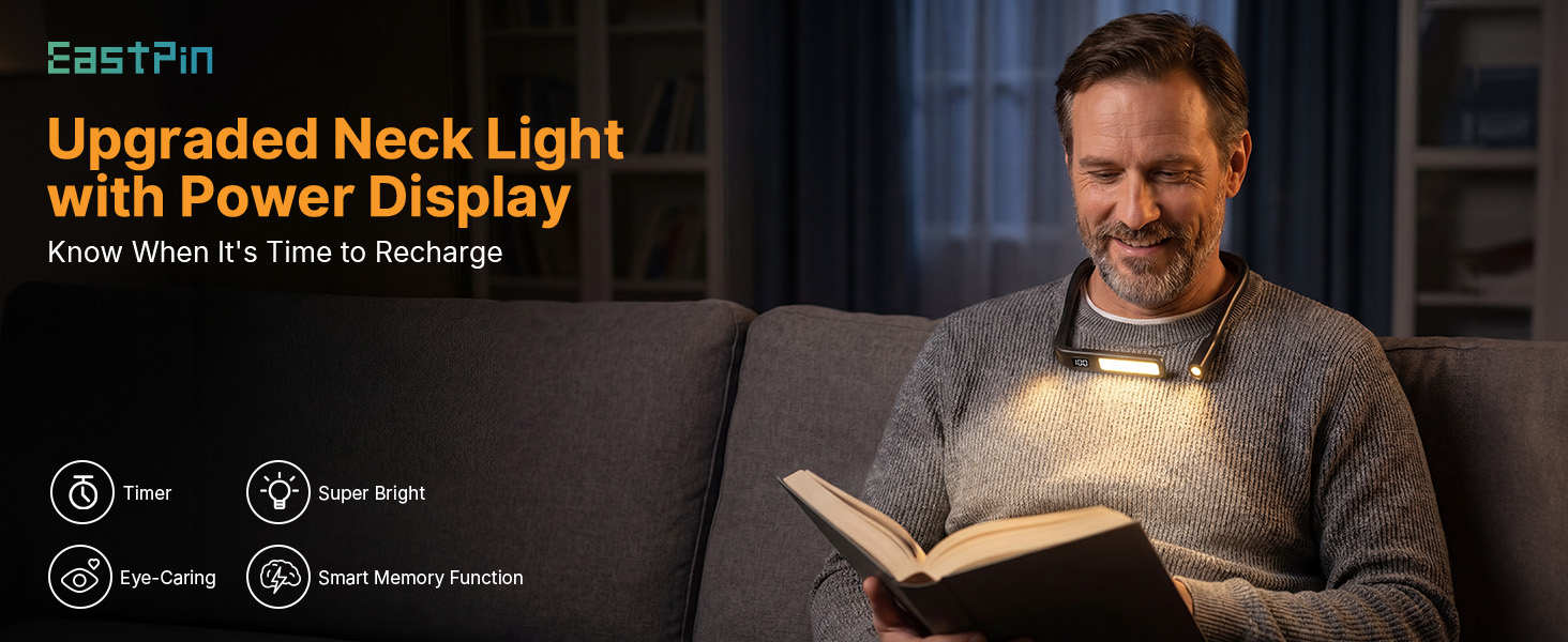 neck reading light features warm amber 1600K color modes directional beams auto shut-off timers