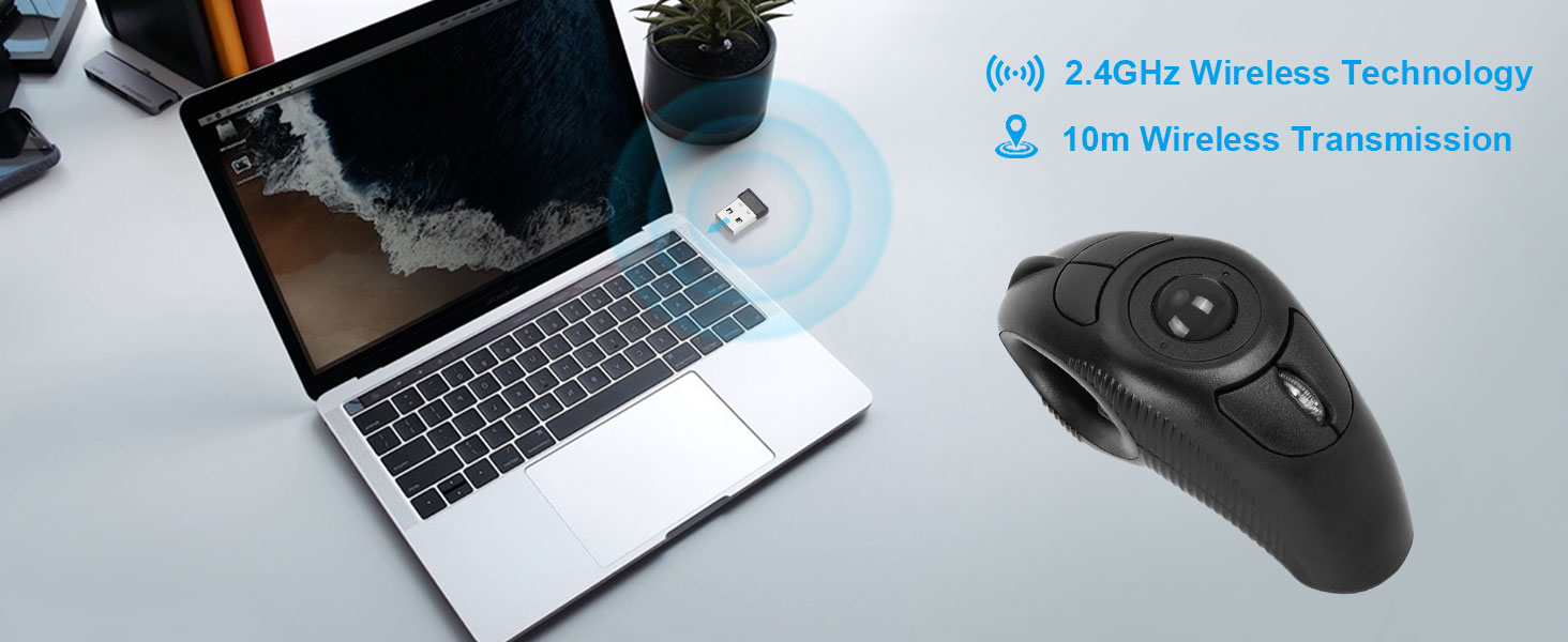 Wireless Handheld Finger Trackball Mouse