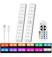 Haigvel Under Cabinet Light Wireless with Remote, 15 Color RGB Magnetic Led Light Bar, 48-LED Rec...