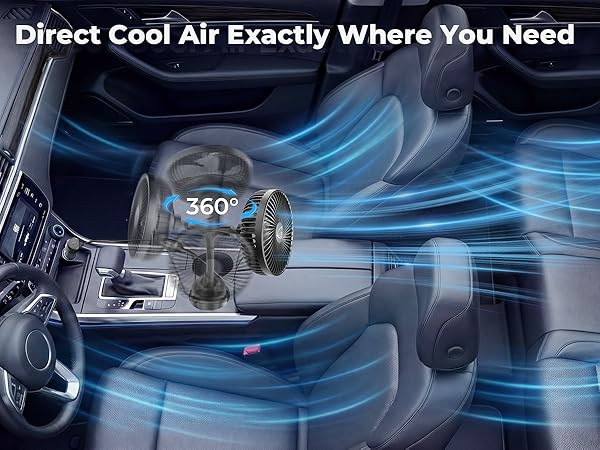 amacool car fan for car road trip travel essentials