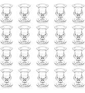 20 Pcs Glass Taper Candle Holders - Romadedi Clear Small Candlestick Holder Bulk, Thicker Glass C...