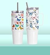 PYD Life 4 Pack Sublimation 36 OZ Tumblers with Handle Blanks White Coffee Mugs Insulated Reusabl...