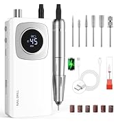 Electric Nail Drill Professional: 45000RPM Rechargeable Nail File with Bits for Acrylic Gel Nails...